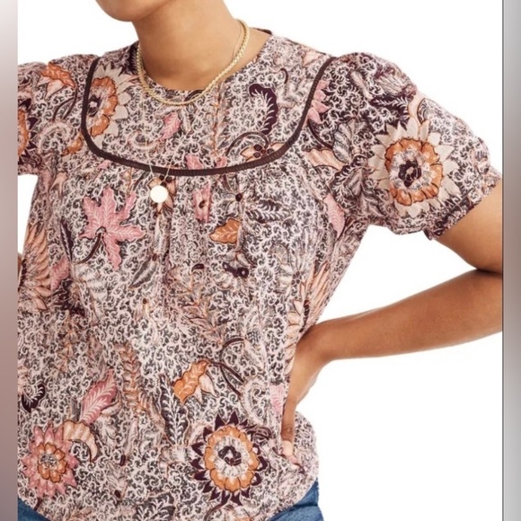 Madewell Tops - Madewell Bali Blooms Yoked Puff Sleeve Top XXS